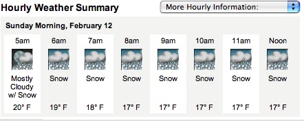 Forecast for Feburary 12th